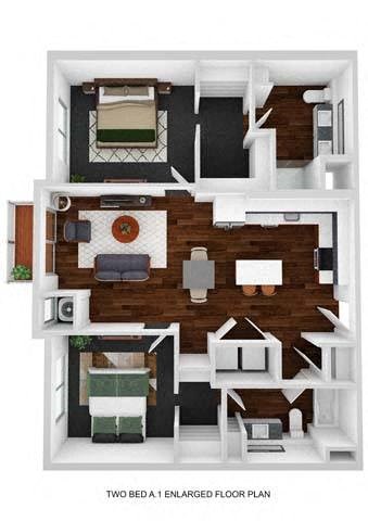 Ode 2 Bed 2 Bath Floor Plan at The Aurilla, Cottage Grove, 55016